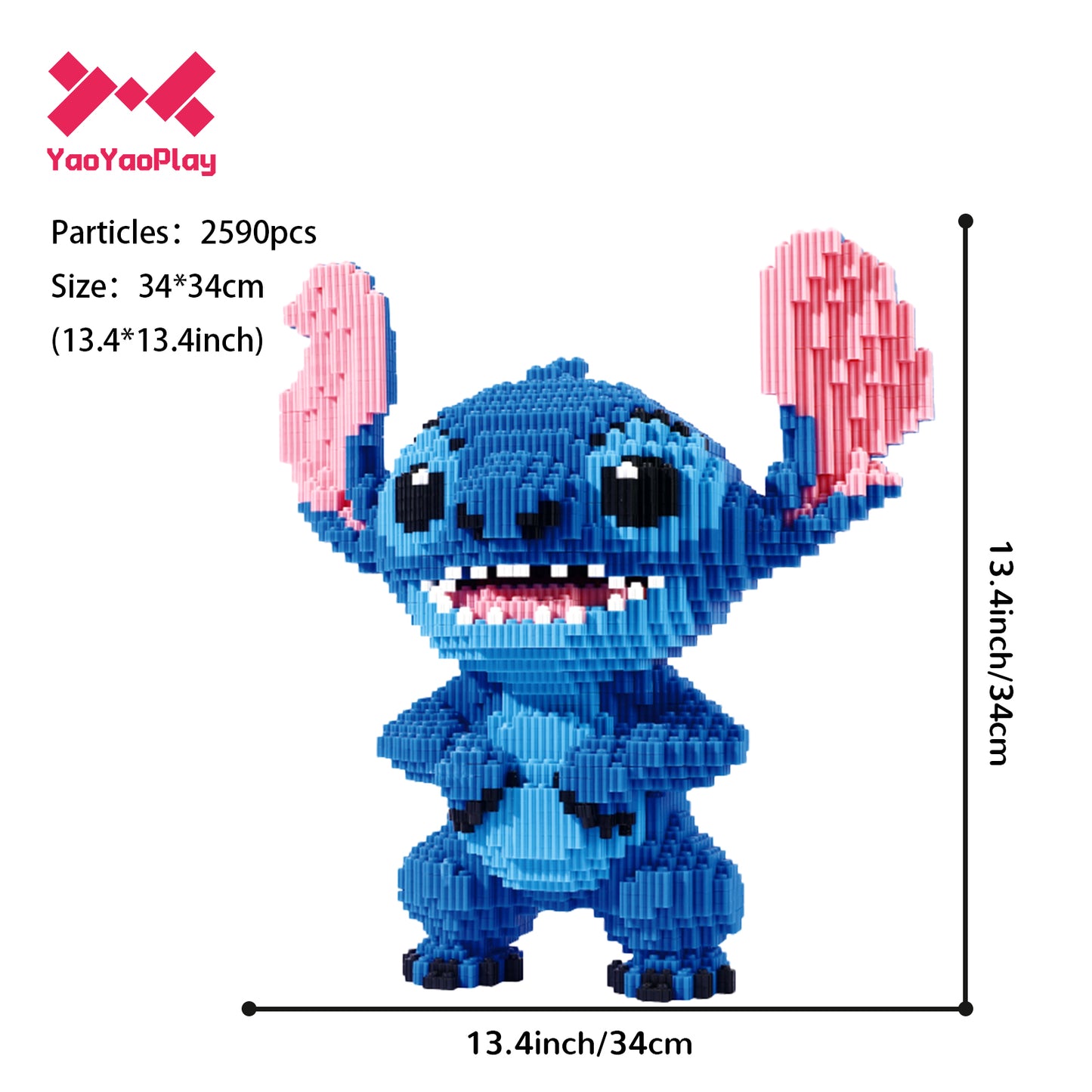YaoYaoPlay Blue Upright-ear Stitch Building Block Set
