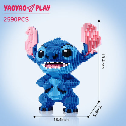 YaoYaoPlay Blue Upright-ear Stitch Building Block Set