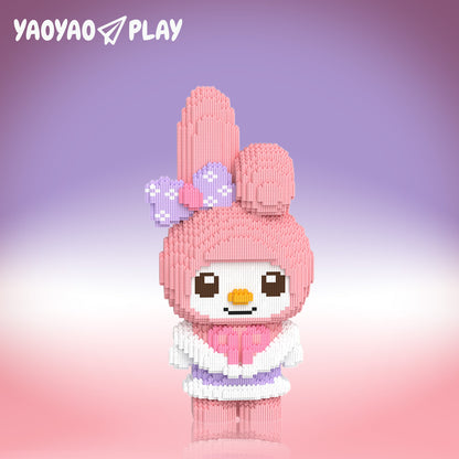 YaoYaoPlay Pink Finger Bunny Building Block Set