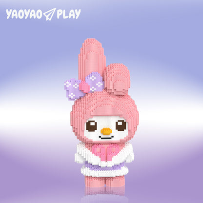 YaoYaoPlay Pink Finger Bunny Building Block Set
