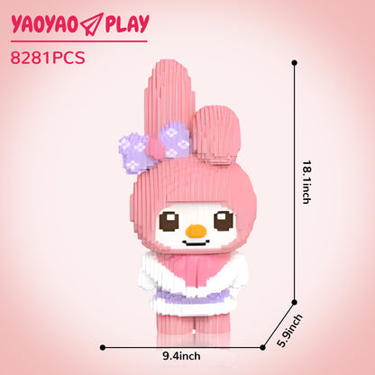 YaoYaoPlay Pink Finger Bunny Building Block Set