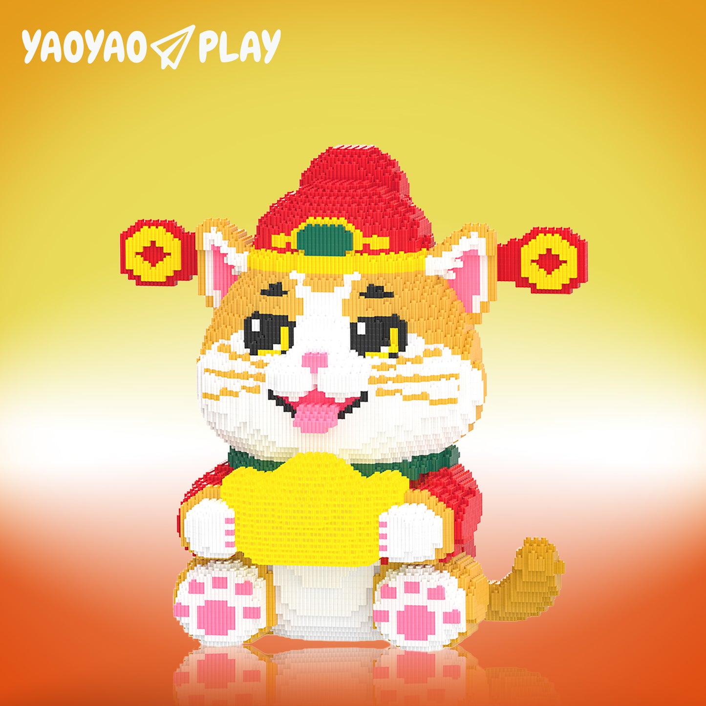 YaoYaoPlay Golden Wealth Cat Building Block Set