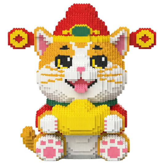 YaoYaoPlay Golden Wealth Cat Building Block Set
