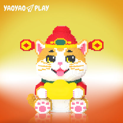 YaoYaoPlay Golden Wealth Cat Building Block Set