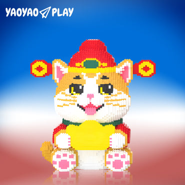 YaoYaoPlay Golden Wealth Cat Building Block Set