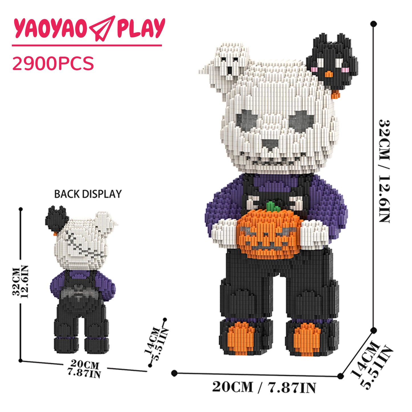 YaoYaoPlay TK Skeleton Medium Bear Building Block Set