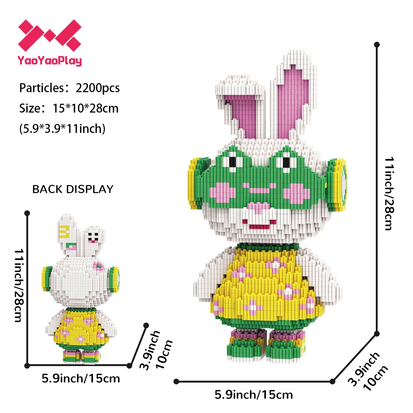 YaoYaoPlay Momo Floral Dress Bunny Building Block Set