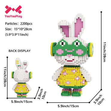 YaoYaoPlay Momo Floral Dress Bunny Building Block Set