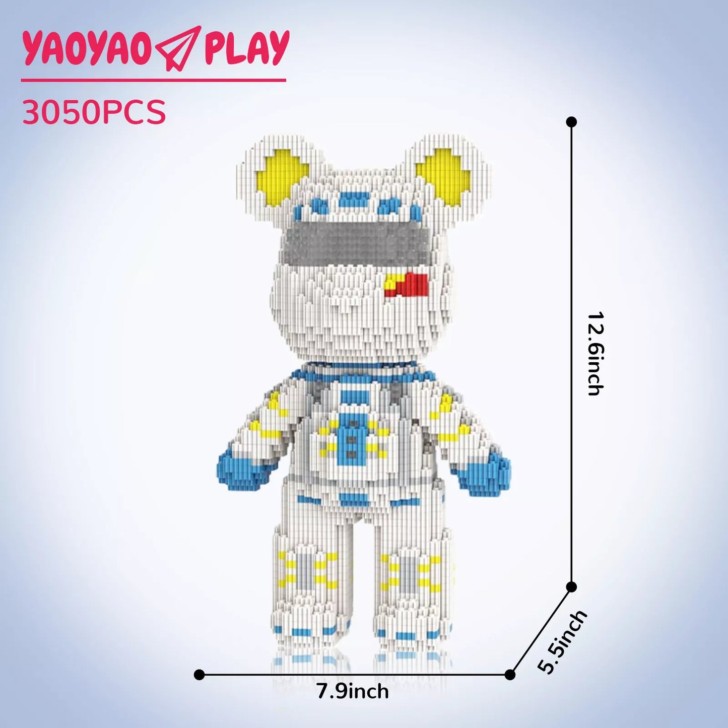 YaoYaoPlay Male Astronaut Medium Bear Building Block Set