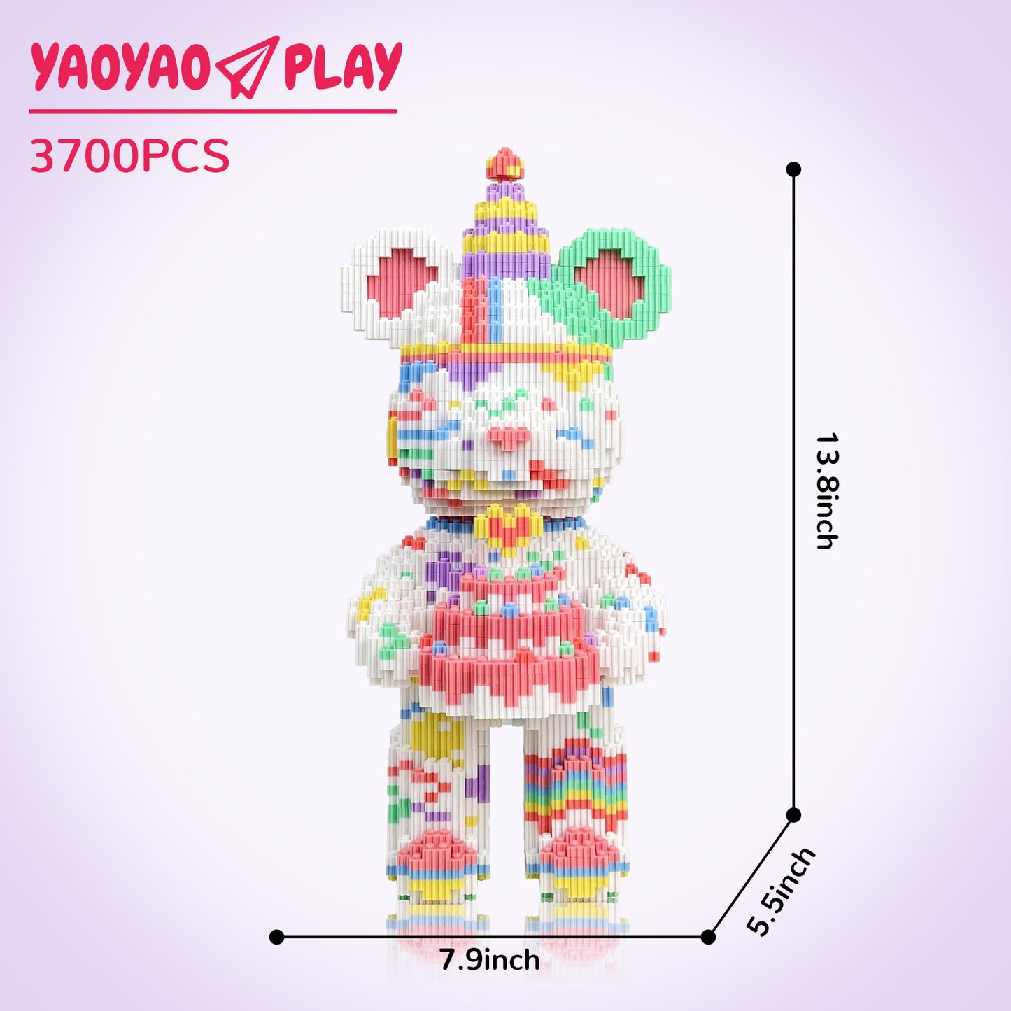 YaoYaoPlay Medium Birthday Bear Building Block Set