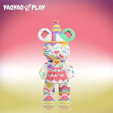 YaoYaoPlay Medium Birthday Bear Building Block Set