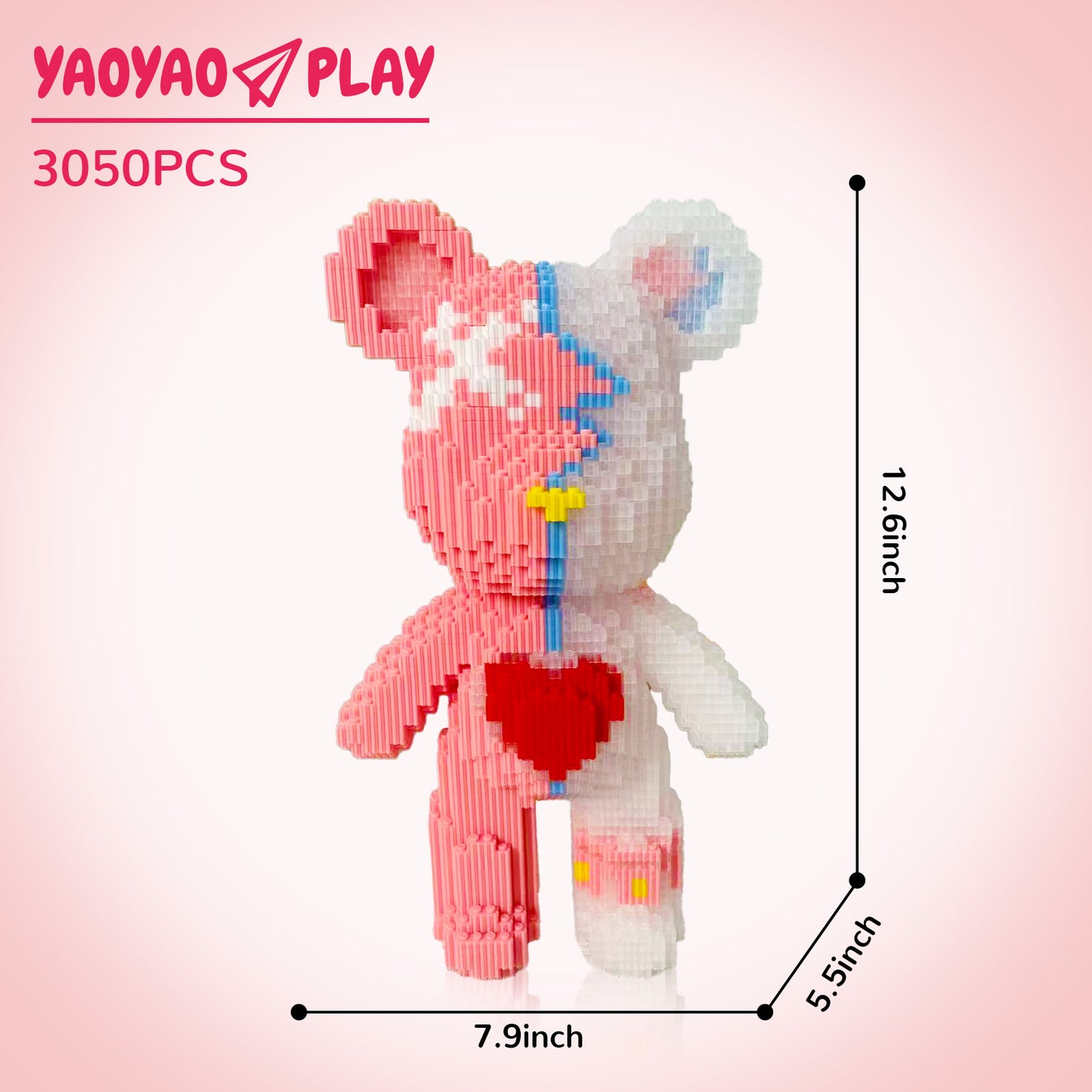 YaoYaoPlay Love Crush Medium Bear Building Blocks