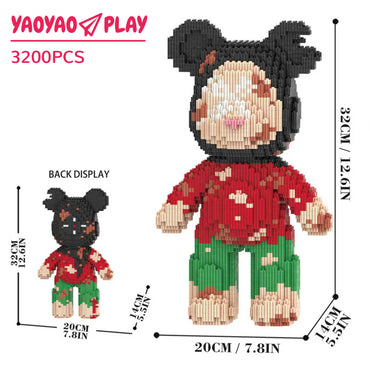 YaoYaoPlay Ugly Sweatshirt Christmas Bear Building Block Set