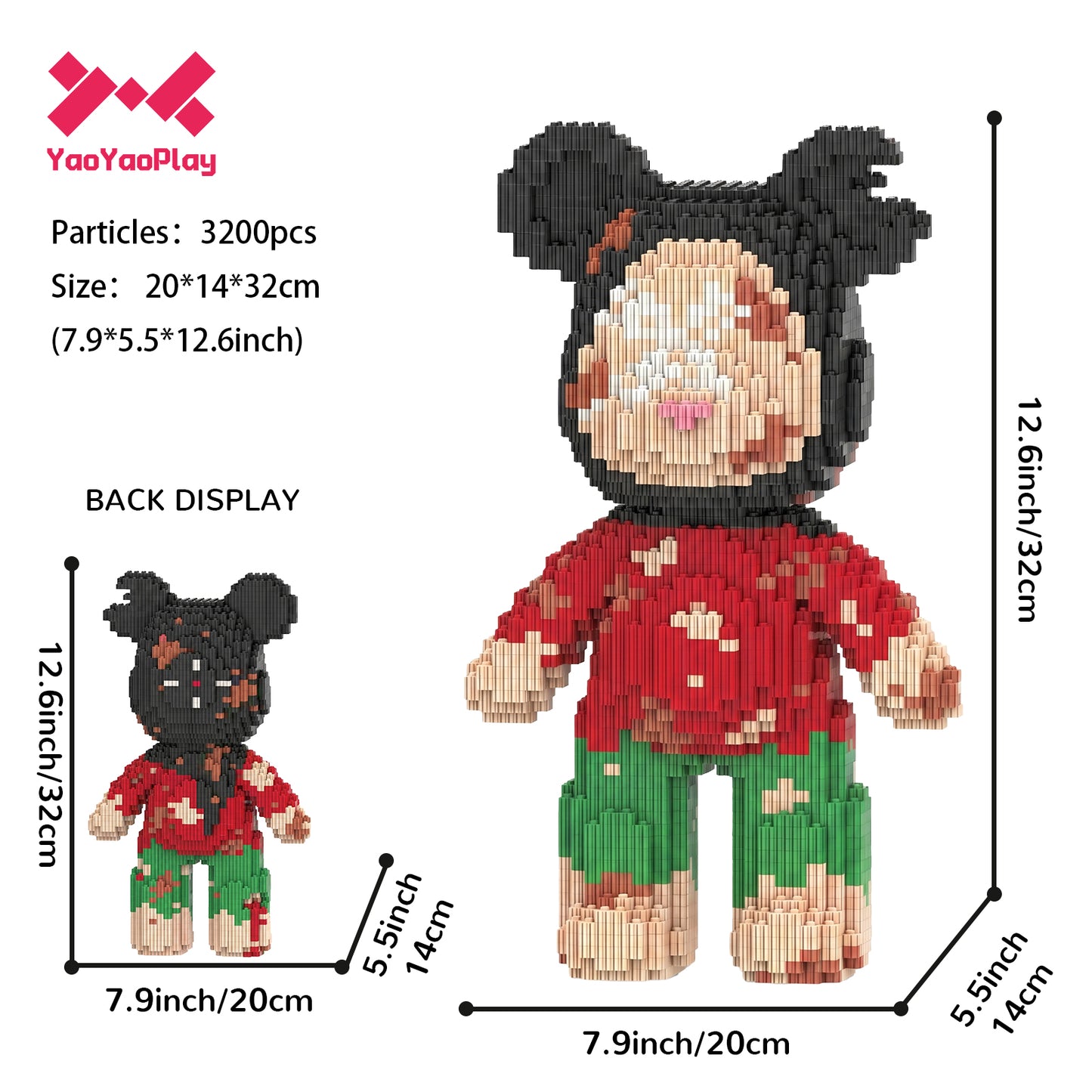 YaoYaoPlay Ugly Sweatshirt Christmas Bear Building Block Set
