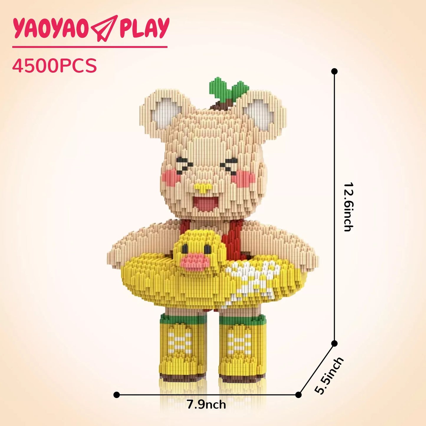 YaoYaoPlay RedBook Medium Bear Plastic Building Blocks