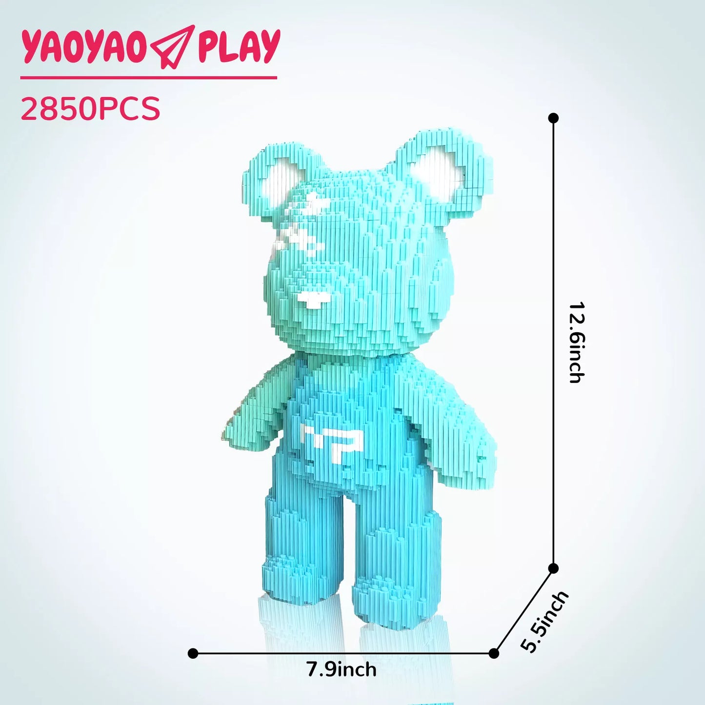 YaoYaoPlay Blue Suspender Bear Building Block Set