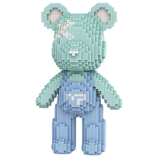 YaoYaoPlay Blue Suspender Bear Building Block Set