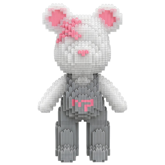 YaoYaoPlay Medium Light Gray Strap Bear Building Block Set