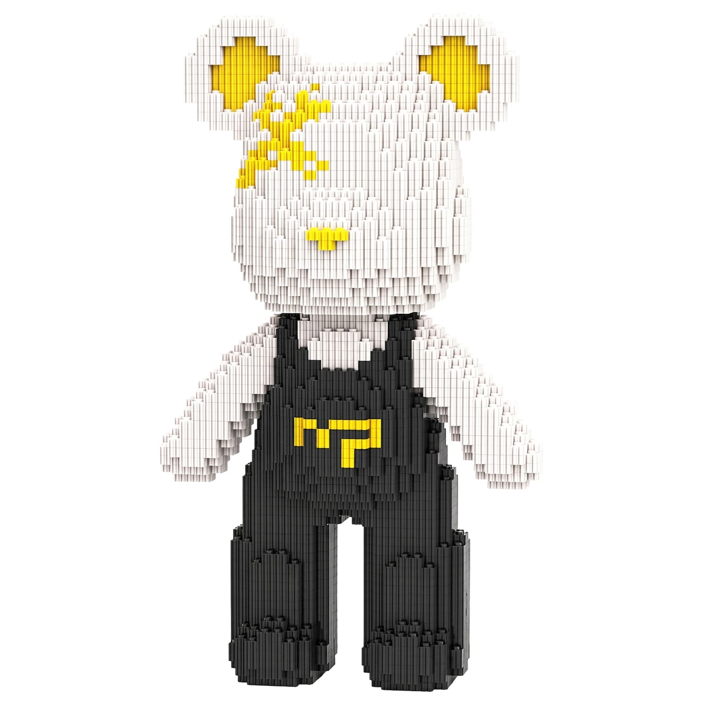 YaoYaoPlay Classic Black & White Suspender Bear Building Block Set