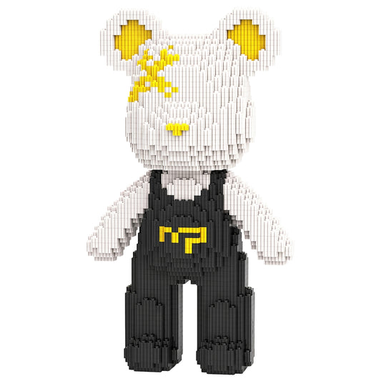 YaoYaoPlay Classic Black & White Suspender Bear Building Block Set
