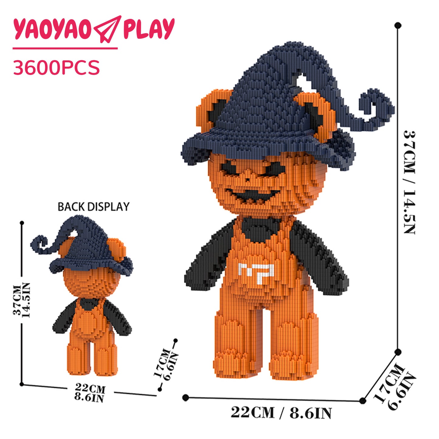YaoYaoPlay Wizard Pumpkin Bear Small Building Block Set