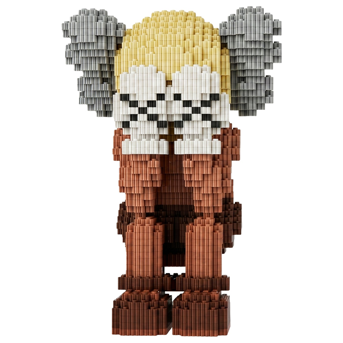 YaoYaoPlay KAWS Cover Face Sitting Brown Building Block Set