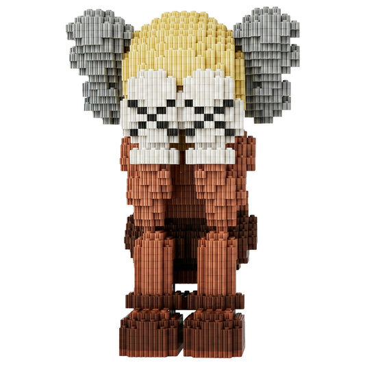 YaoYaoPlay KAWS Cover Face Sitting Brown Building Block Set