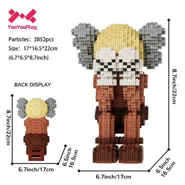 YaoYaoPlay KAWS Cover Face Sitting Brown Building Block Set