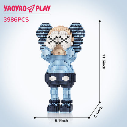 YaoYaoPlay KAWS Cover Face Sitting Blue Building Block Set