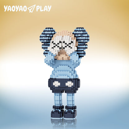 YaoYaoPlay KAWS Cover Face Sitting Blue Building Block Set