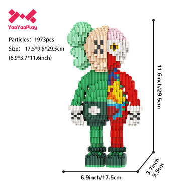 YaoYaoPlay Green 25% Dissected KAWS Style Building Block Set