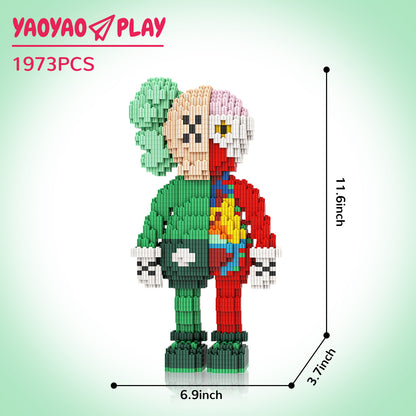 YaoYaoPlay Green 25% Dissected KAWS Style Building Block Set
