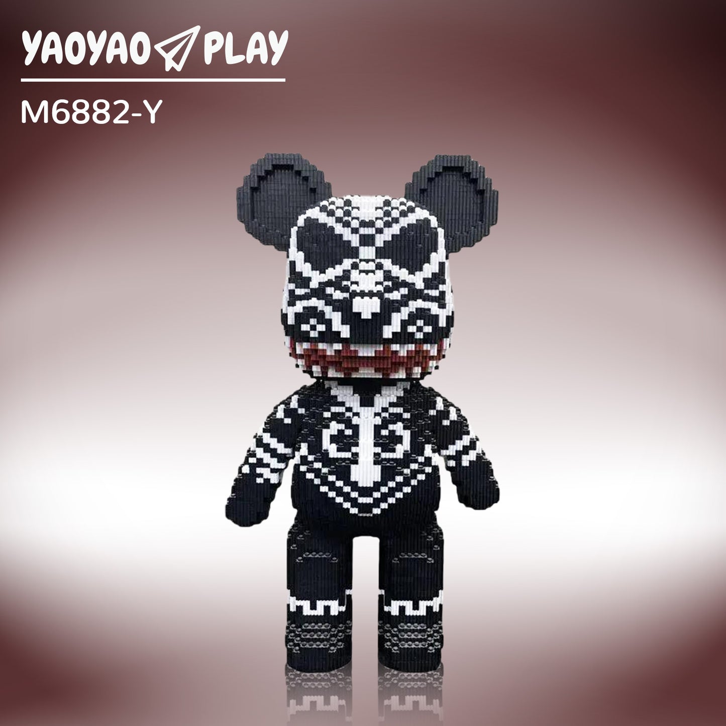 YaoYaoPlay Large Black Totem Bear Building Block Set