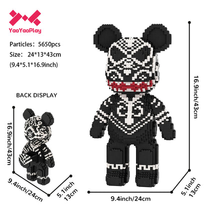 YaoYaoPlay Medium Black Totem Bear Building Block Set