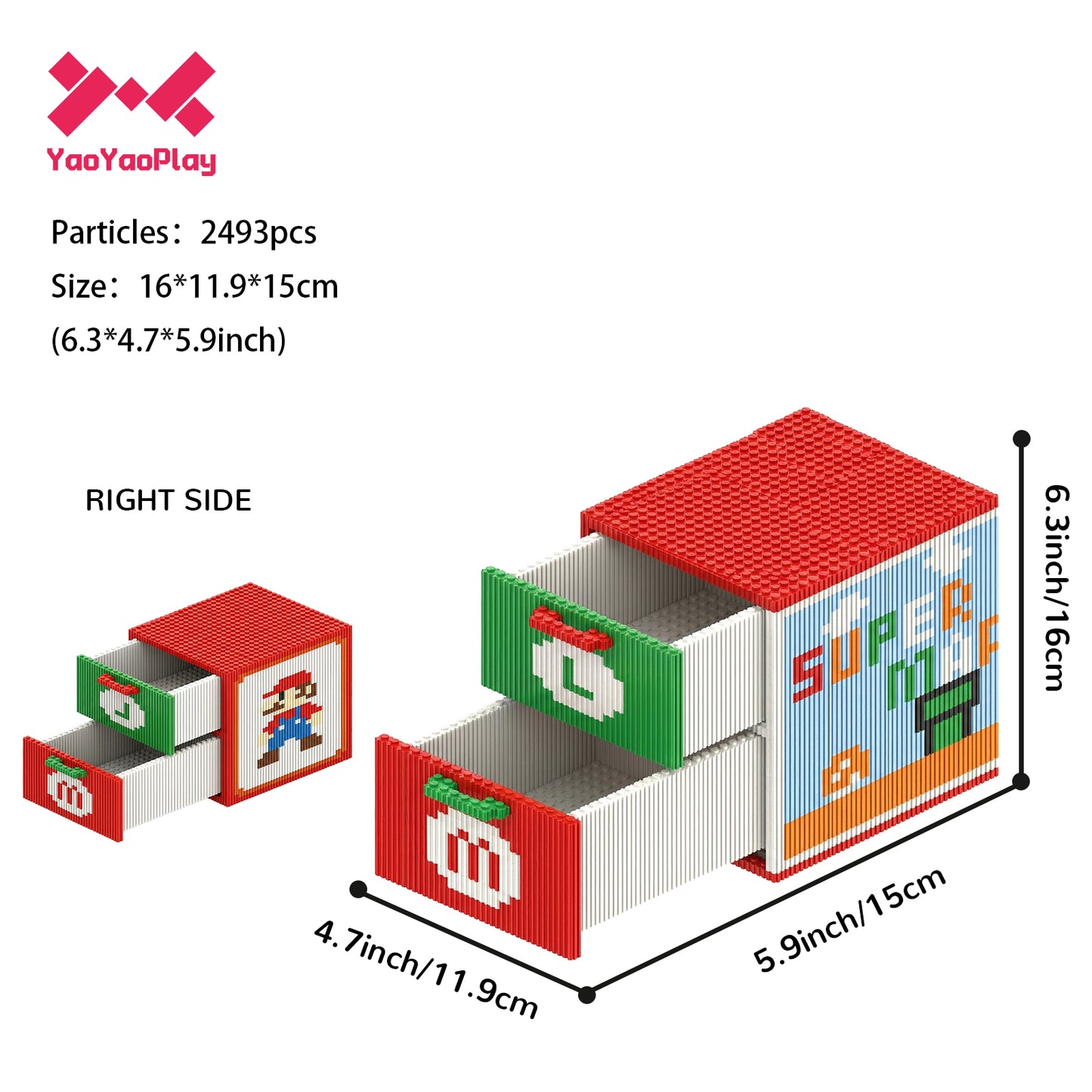 YaoYaoPlay Mario Drawer Series Mini Building Block Set