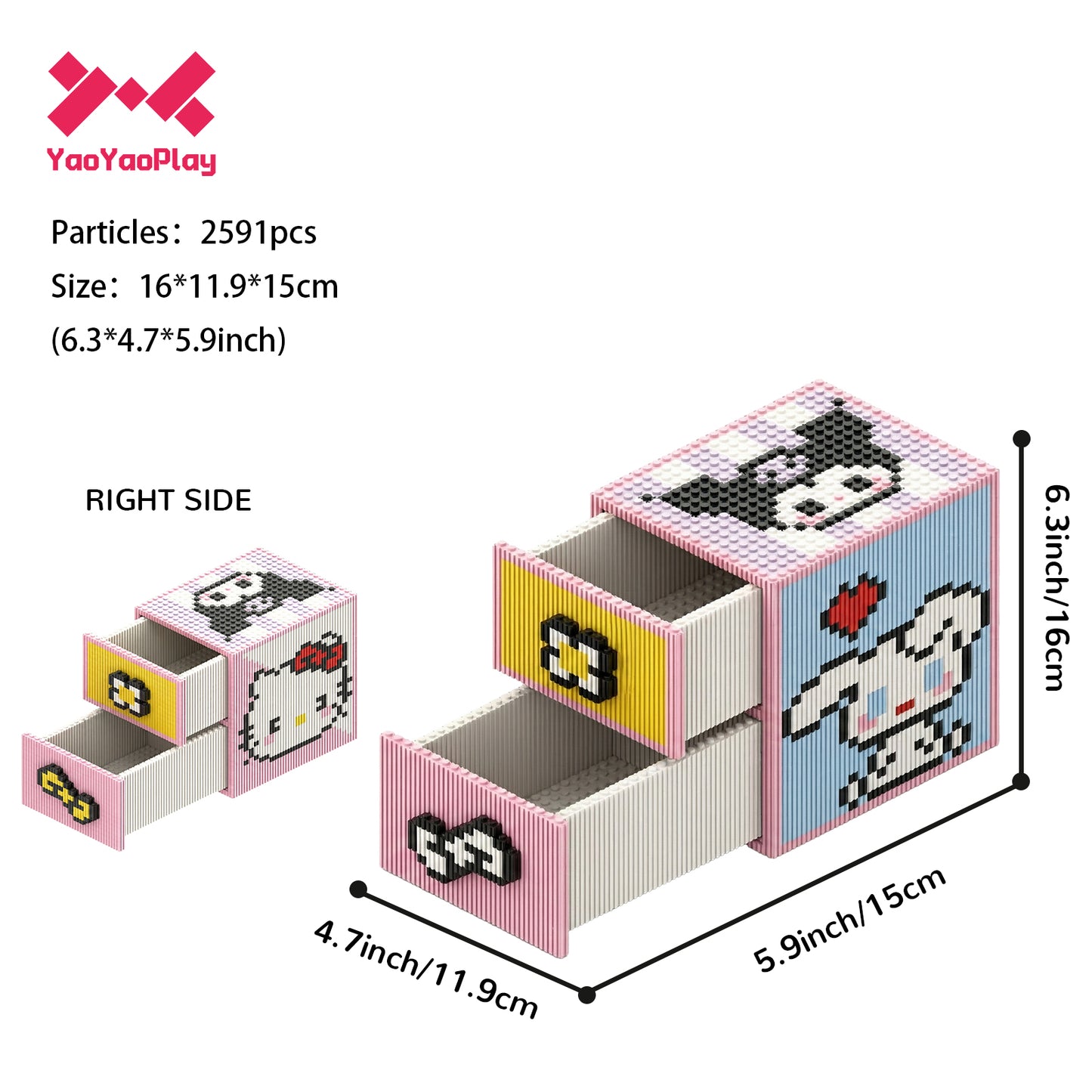 YaoYaoPlay Sanrio Drawer Series Mini Building Block Set