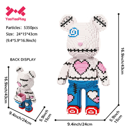 YaoYaoPlay Heart Patchwork Large Bear Building Blocks