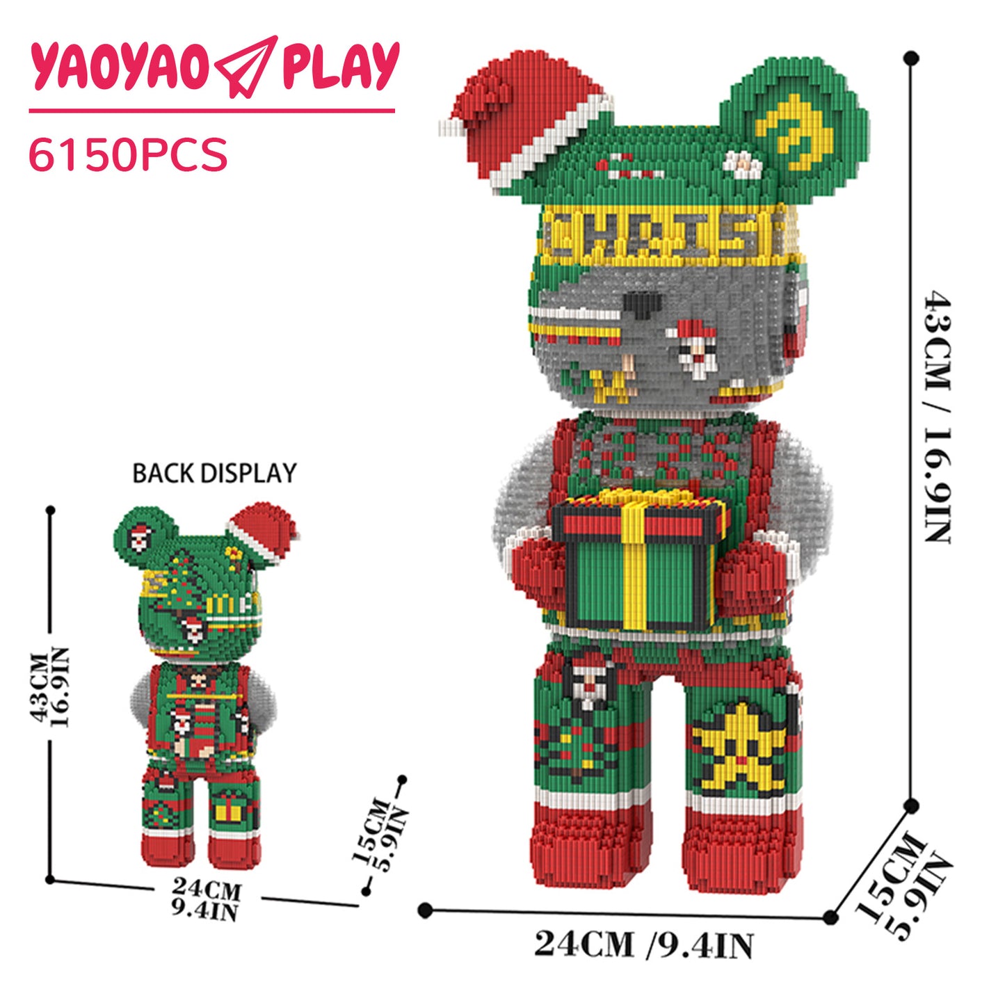 YaoYaoPlay Christmas Eve Bear Medium Building Block Set