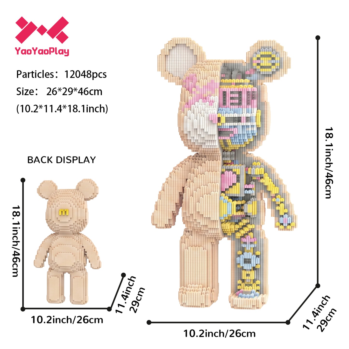 YaoYaoPlay Large Mechanical Bear Building Block Set