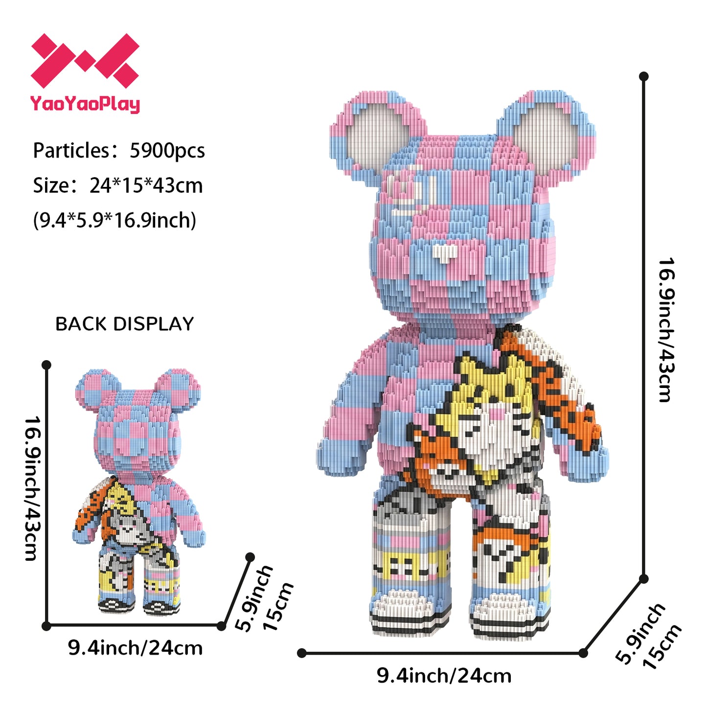 YaoYaoPlay Totoro Graffiti Large Bear Building Block Set