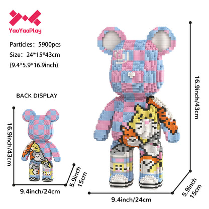 YaoYaoPlay Totoro Graffiti Large Bear Building Block Set