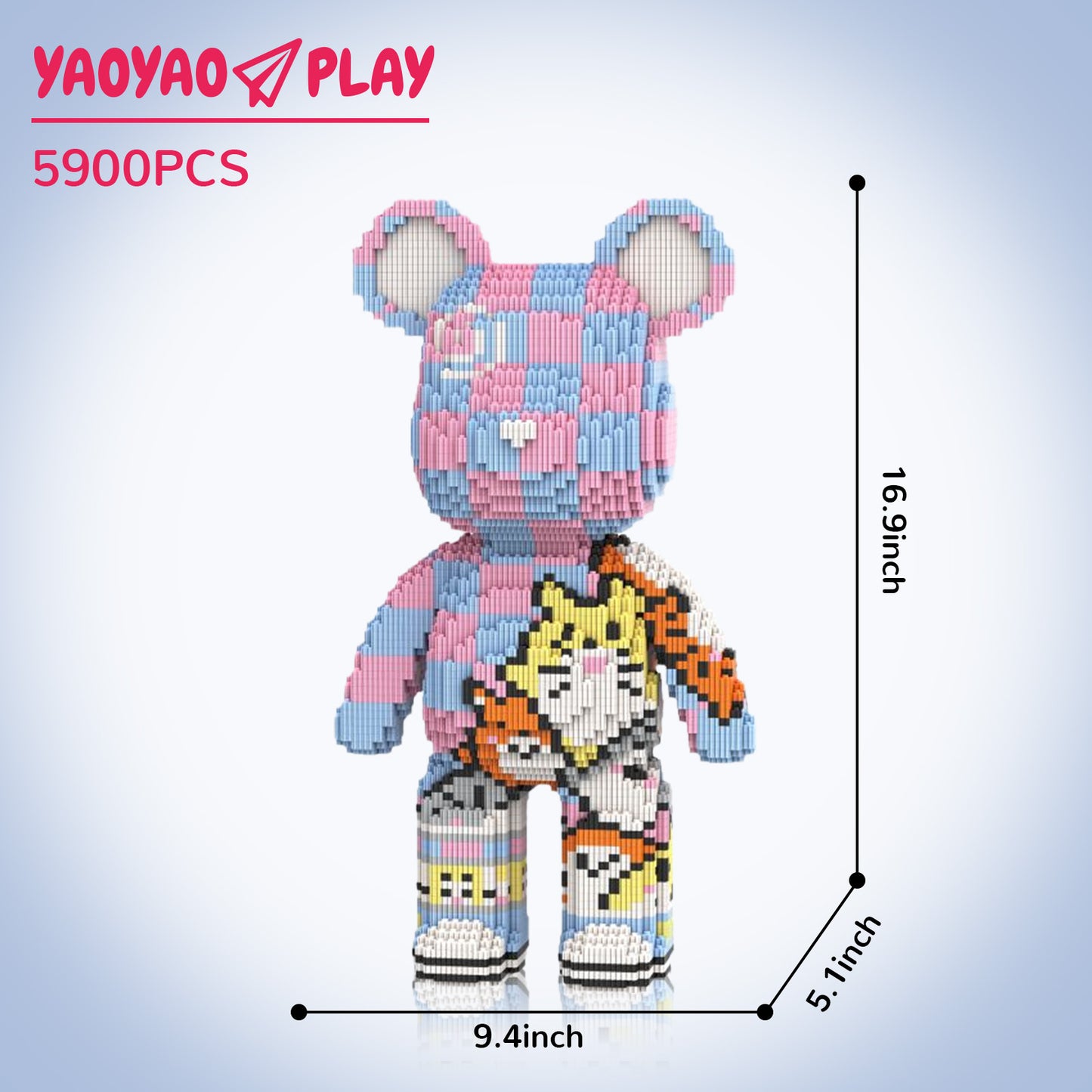 YaoYaoPlay Totoro Graffiti Large Bear Building Block Set