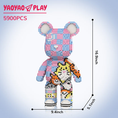 YaoYaoPlay Totoro Graffiti Large Bear Building Block Set