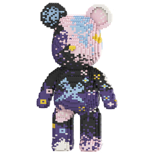 YaoYaoPlay Graffiti Purple Bear Medium Building Block Set