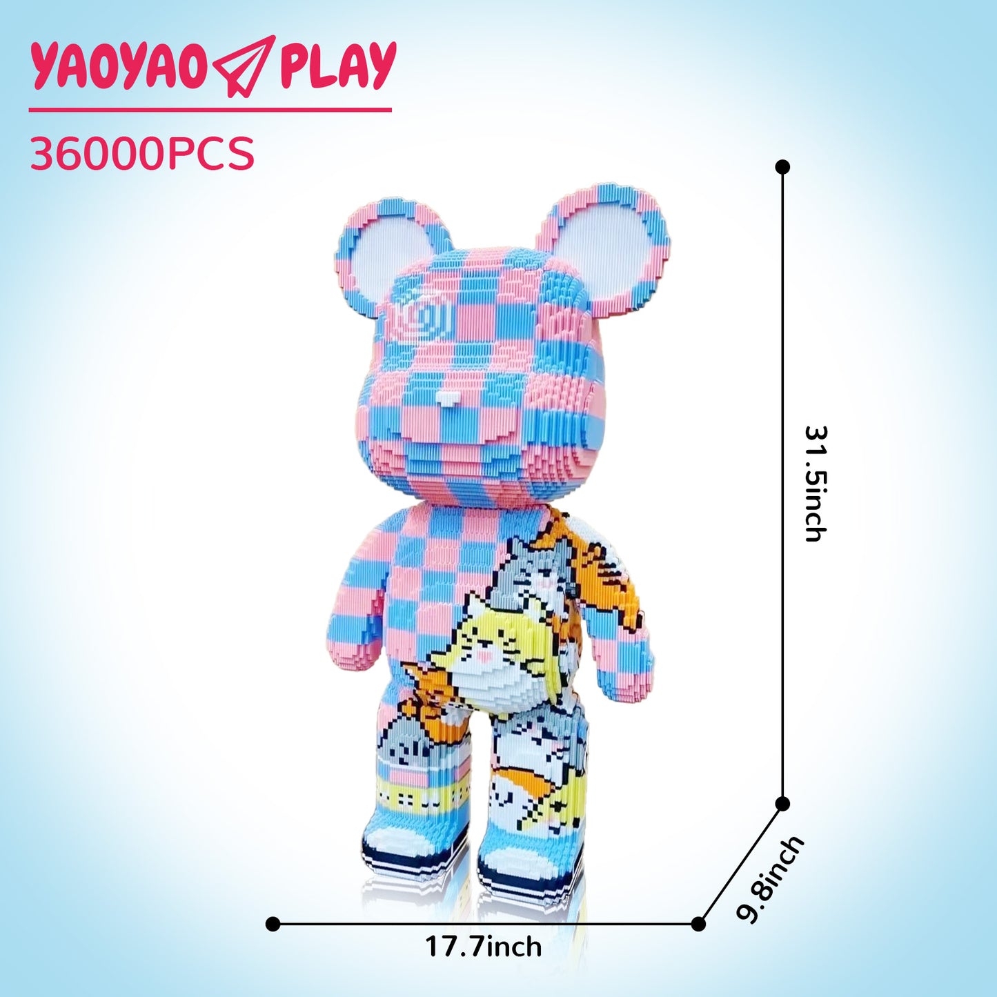 YaoYaoPlay Totoro Graffiti Big Bear Plastic Building Blocks