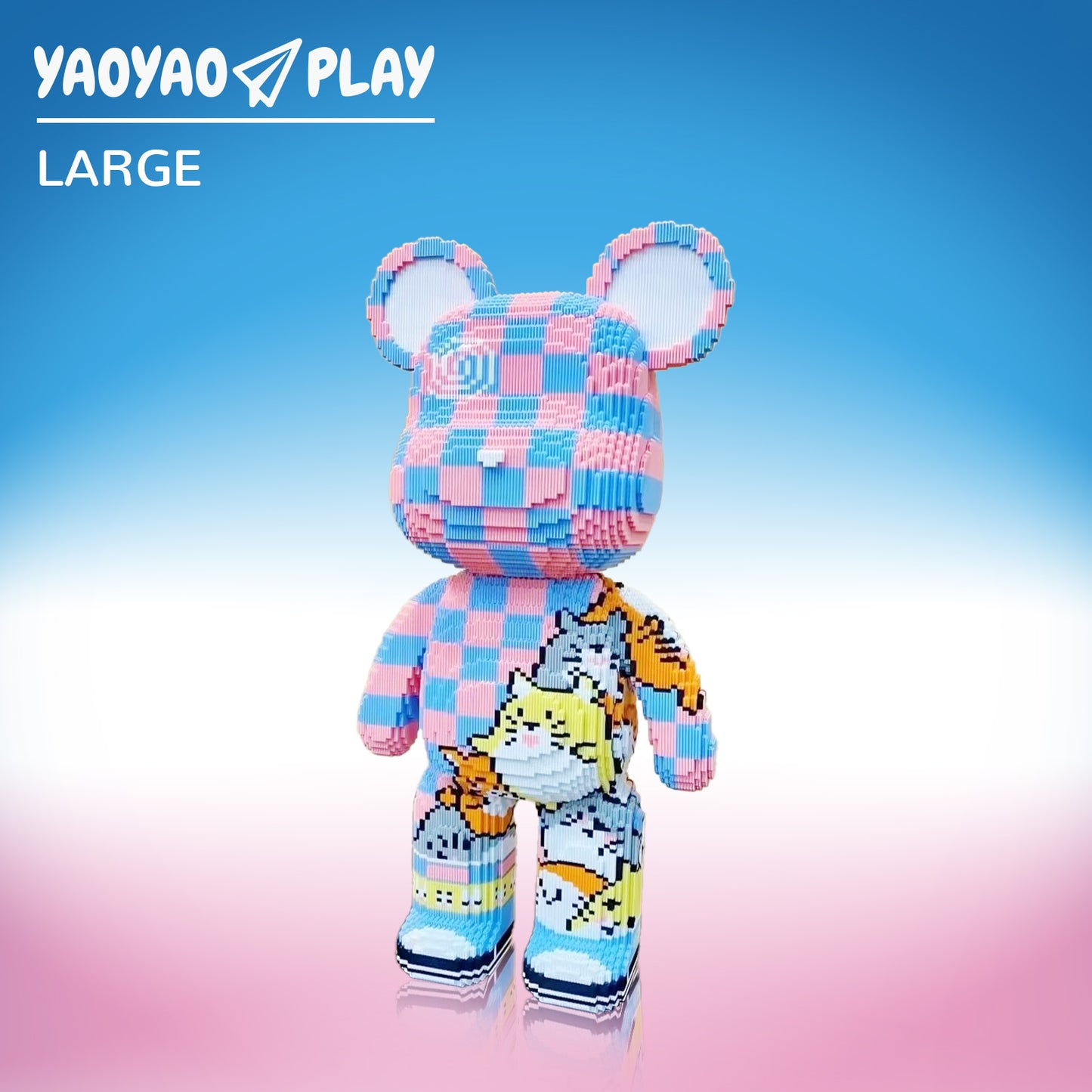 YaoYaoPlay Totoro Graffiti Big Bear Plastic Building Blocks