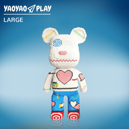YaoYaoPlay Heart Patchwork Big Bear Plastic Building Blocks