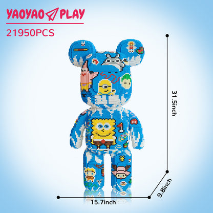 YaoYaoPlay Large Sticker Graffiti Bear Building Block Set