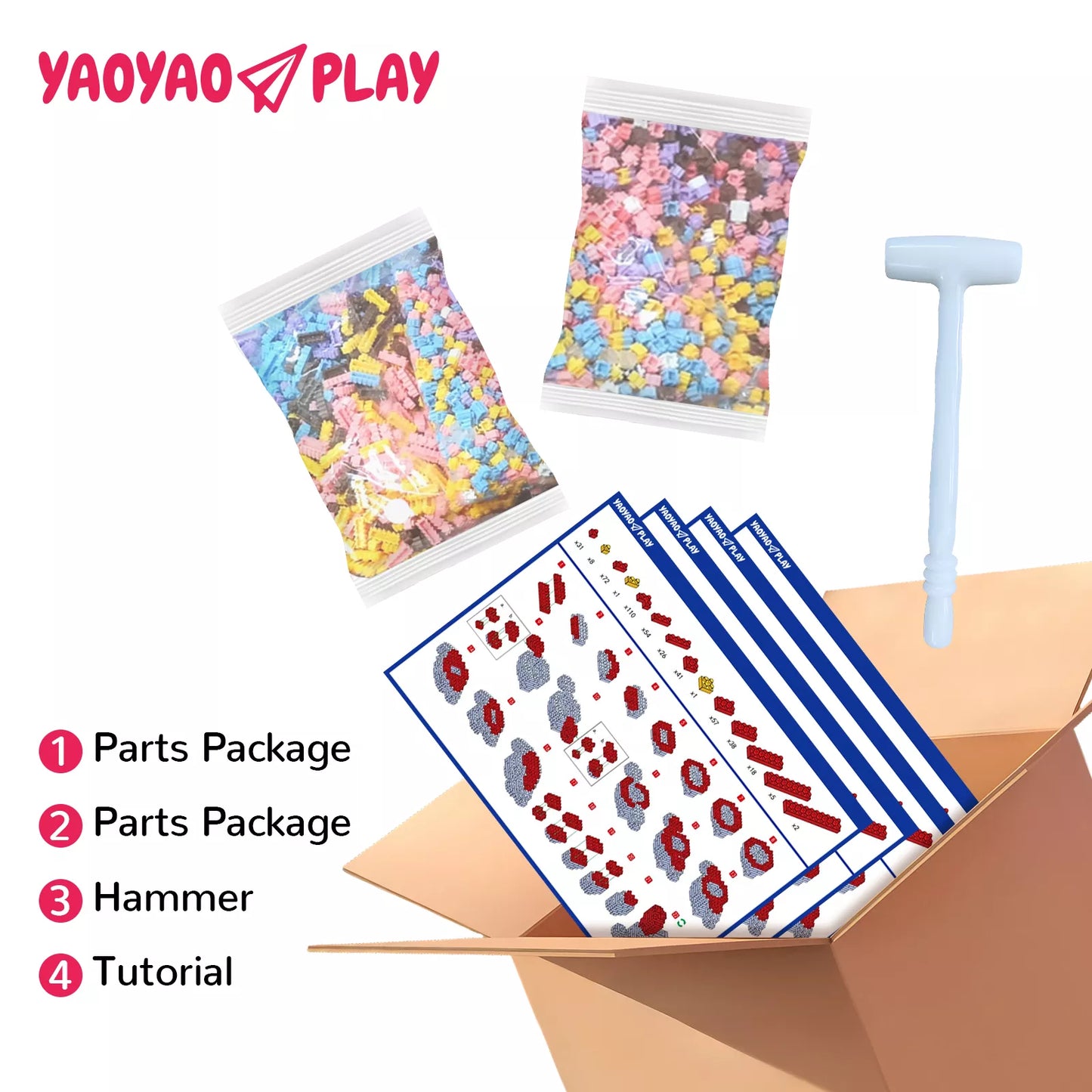 YaoYaoPlay Pink Stitch Building Block Set